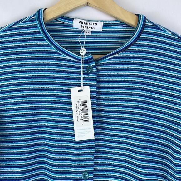 FRANKIES Cherie Terry Cardigan Sweater size L - Picture 3 of 9